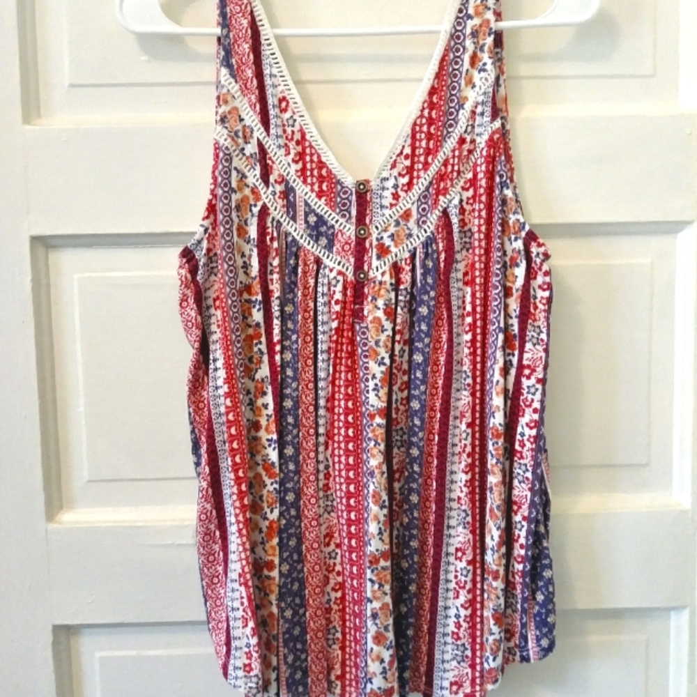 Maurices Red Floral Tank Top